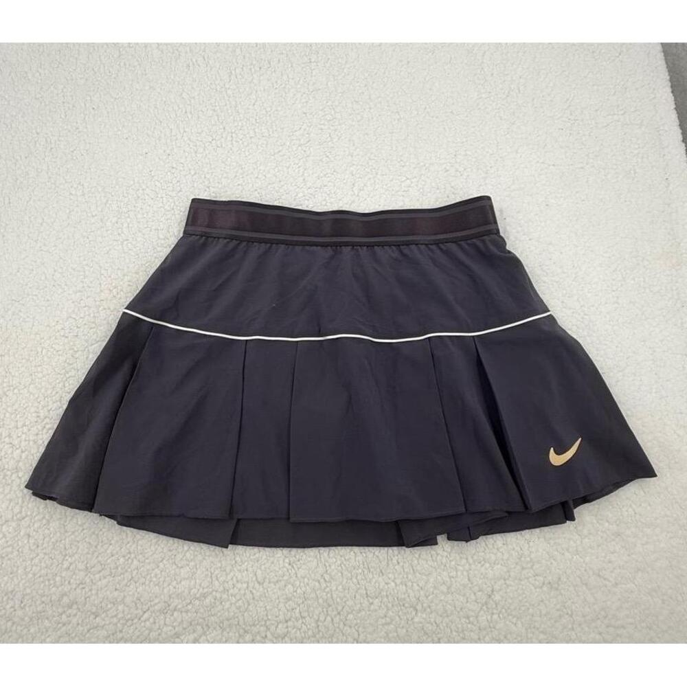Nike Black Pleated White Piping Logo Tennis Skirt Skort Womens Small